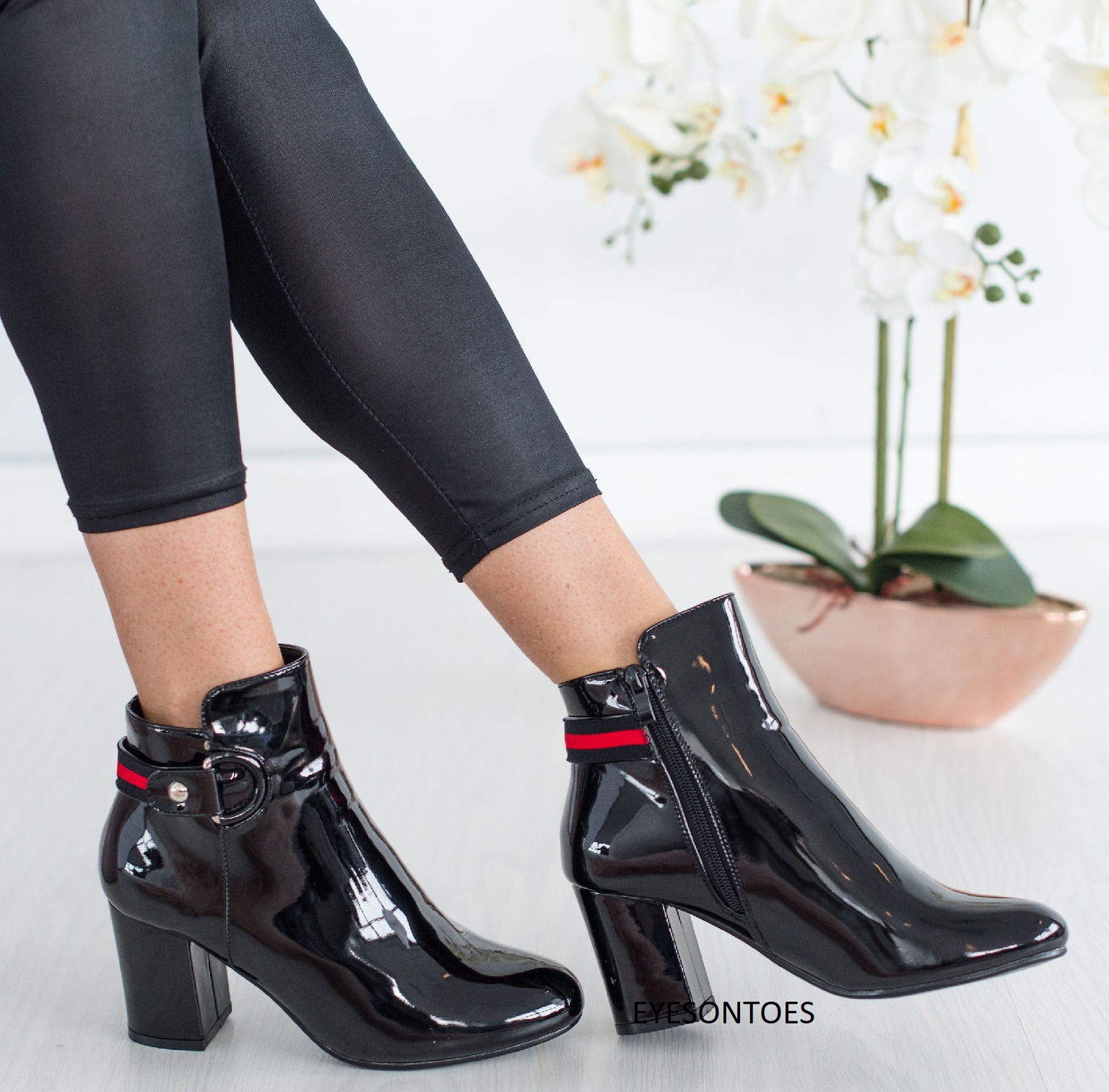 Mid heel patent boots on sale